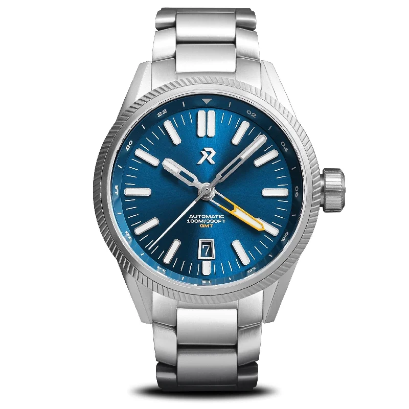 men's pilot watches with quartz design -RZE Fortitude Automatic GMT-S Sapphire Sunburst