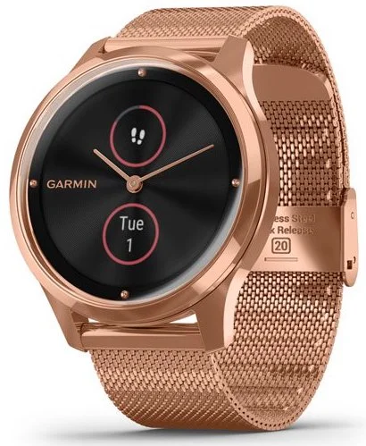 Smart Watches for Mens Music Control-Garmin Watch Vivomove Luxe Rose Gold PVD Milanese Bracelet Smart Watches for Mens Music Control-Garmin Watch Vivomove Luxe Rose Gold PVD Milanese Bracelet