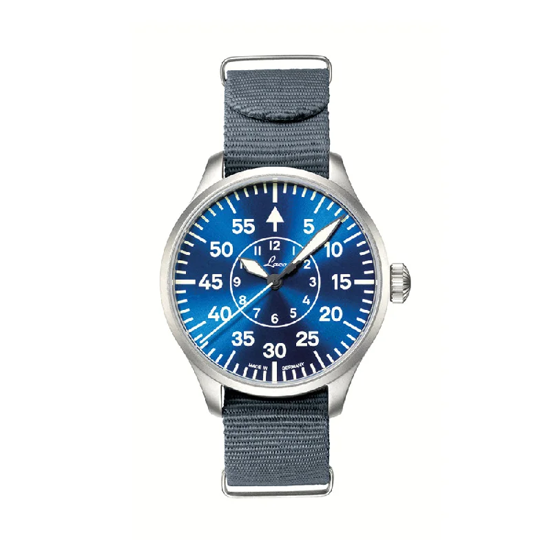 men's field watches for camping -Pilot Watch Basic Aachen "Blaue Stunde" 39mm - Blue on Nylon Strap