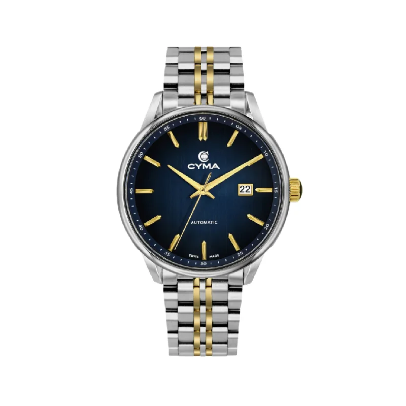 men's Seiko water-resistant design watches -CYMA W02-00814-003 CHARISMA 3 HANDS AUTOMATIC MECHANICAL TWO-TONE STAINLESS STEEL MEN WATCH