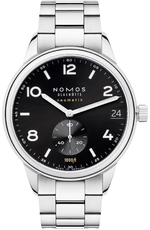 men's mechanical watches with chime display function -Nomos Glashutte Club Sport Neomatik 42 Date Black Sapphire Crystal