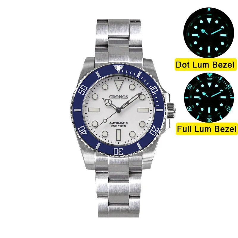 White dial-blue bezel