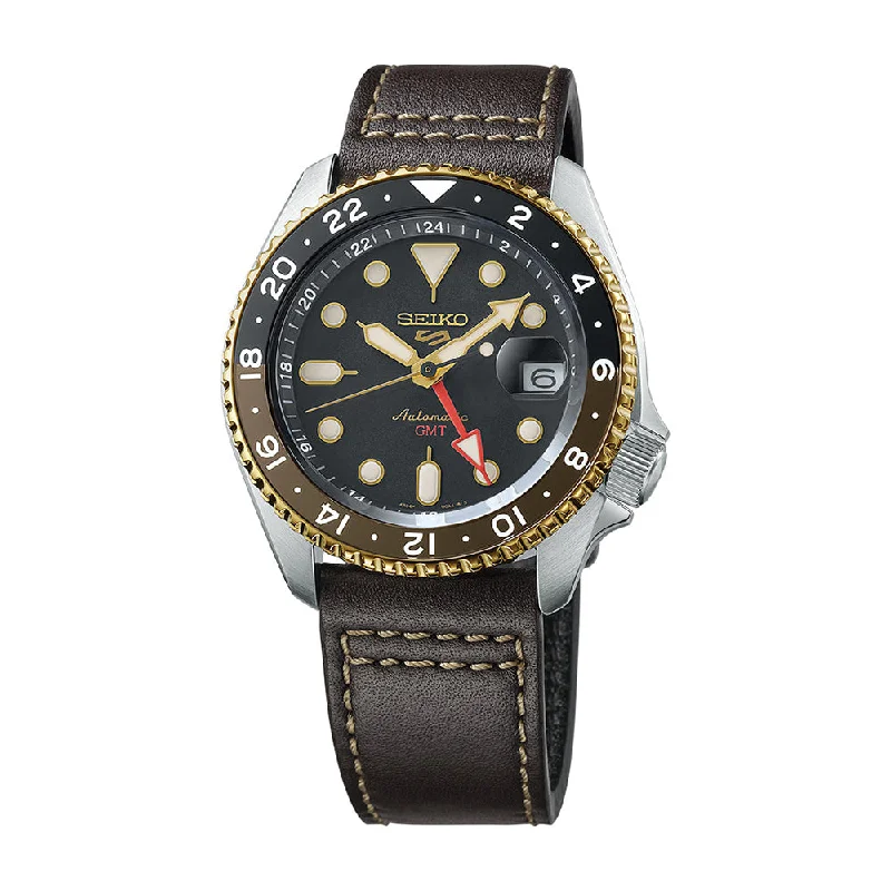 men's pilot watches for surfing -5 Sports SKX GMT Black Dial, 42.5mm SSK036