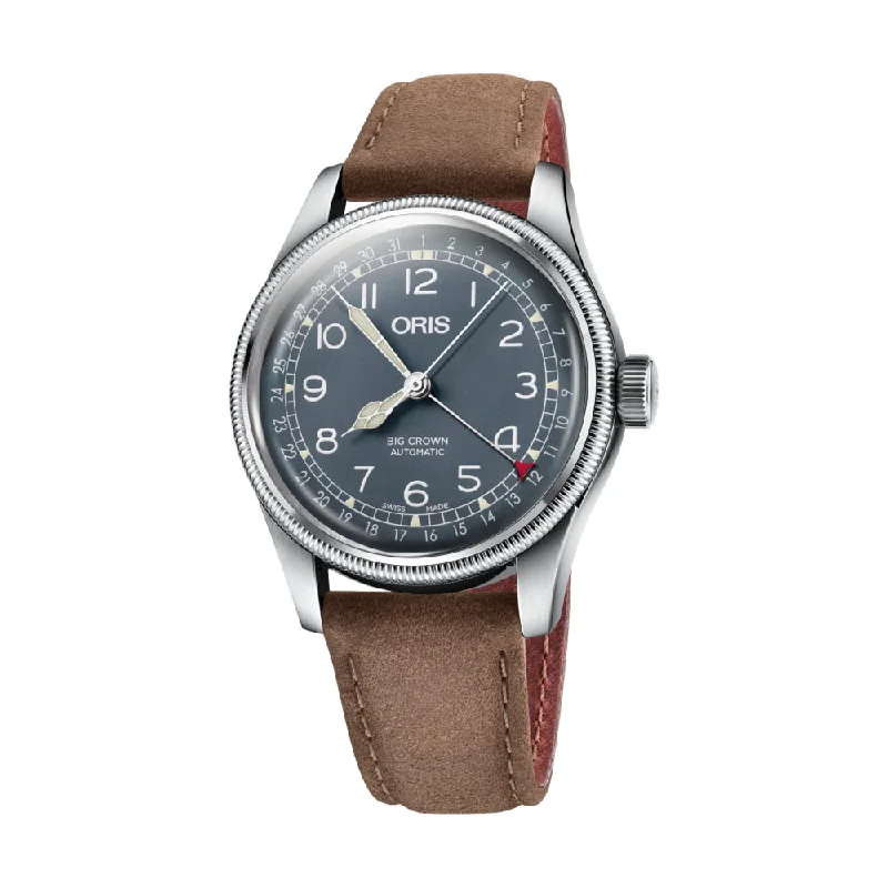 men's GMT watches with tritium style design -Big Crown Pointer Date Steel Blue Dial Leather Strap men's GMT watches with tritium style design -Big Crown Pointer Date Steel Blue Dial Leather Strap