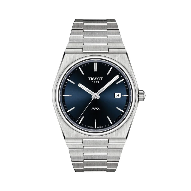 men's dive watches with dual time zone style -PRX Quartz 40mm - Blue on Bracelet