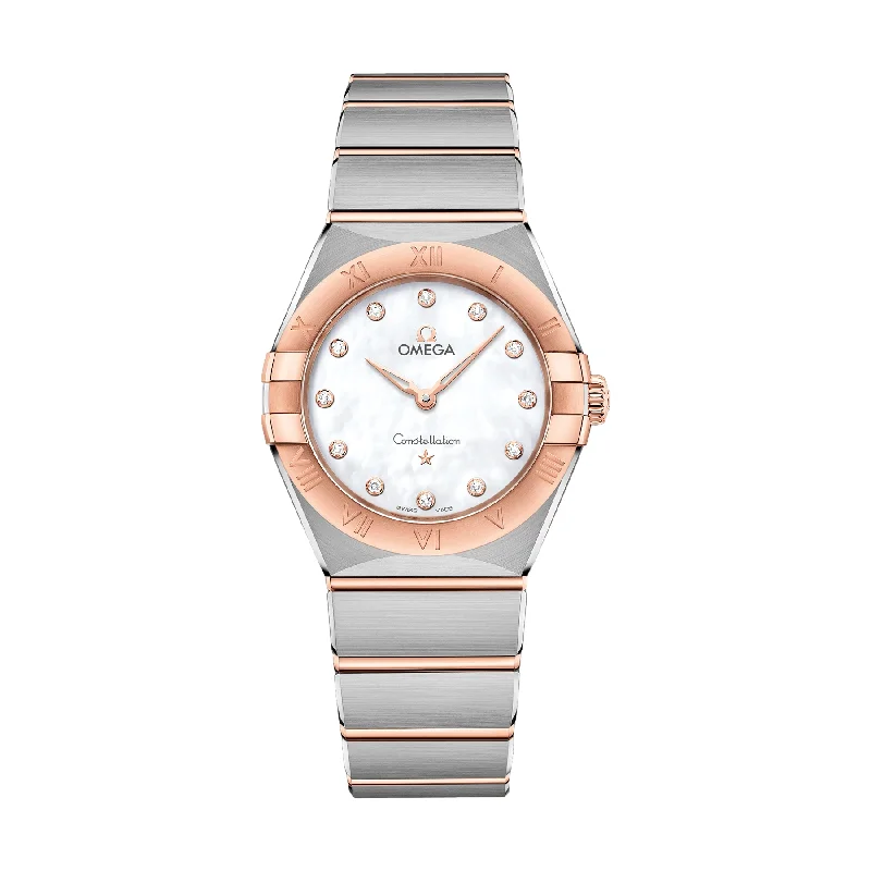 men's digital watches with month display function -Constellation Quartz Steel and Sedna Gold 28mm - MOP on Bracelet