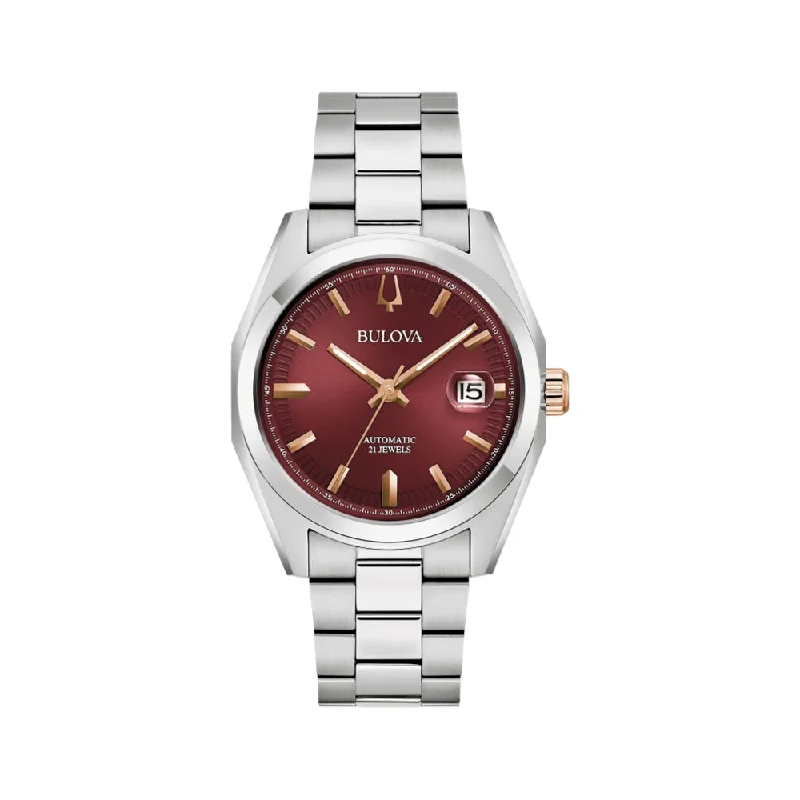 men's rubber strap dive watches -Surveyor Burgundy Dial, 39 mm