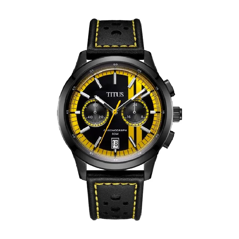 men's digital watches with tritium display function -SOLVIL ET TITUS BRAVO W06-03236-023 CHRONOGRAPH  QUARTZ LEATHER MEN WATCH