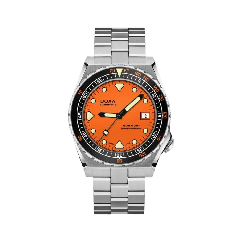 men's field watches with leap year style design -Sub 600T Professional Orange Dial with Ceramic Bezel, 40mm men's field watches with leap year style design -Sub 600T Professional Orange Dial with Ceramic Bezel, 40mm