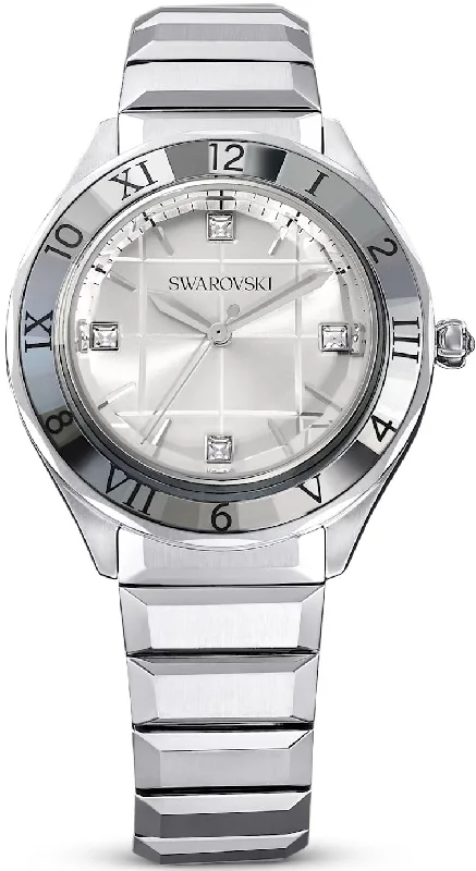 women's mechanical watches with dual time zone design -Swarovski Dectera Silver Bracelet