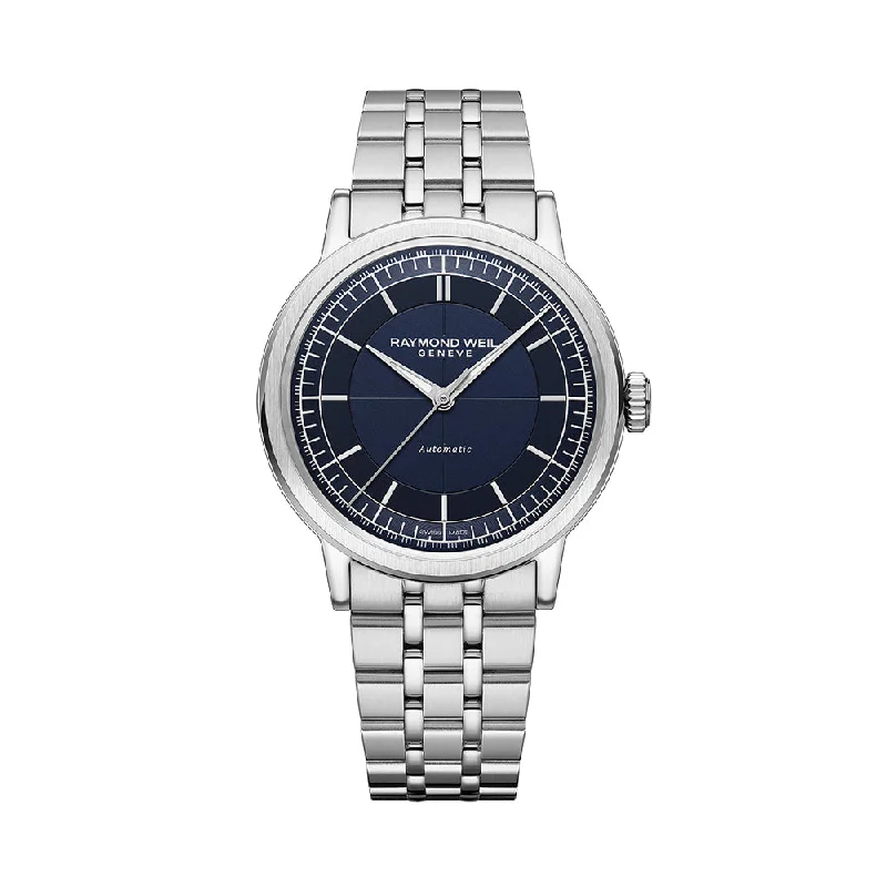 men's digital watches with LED light style design -Millesime Men's Automatic Sector Dial 39.5mm - Blue on Bracelet men's digital watches with LED light style design -Millesime Men's Automatic Sector Dial 39.5mm - Blue on Bracelet