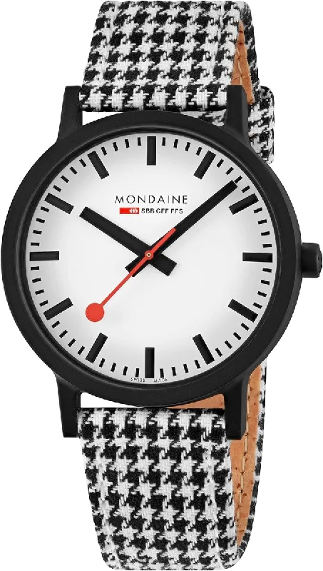 Unisex Analog Style Watches-Mondaine Watch Essence Black White Pied MS1.41110.LN