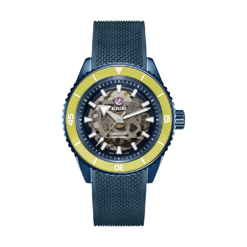 men's dive watches with silicone straps -Captain Cook Automatic High Tech Ceramic Yellow Bezel 43mm Limited Edition