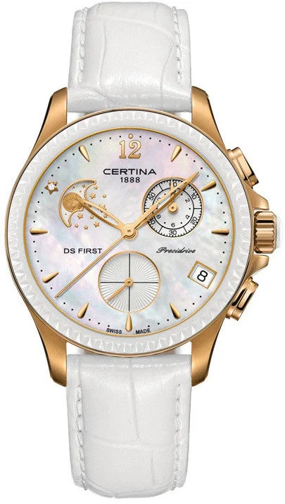 women's Certina water-resistant design watches -Certina Watch DS First Lady Moon Phase