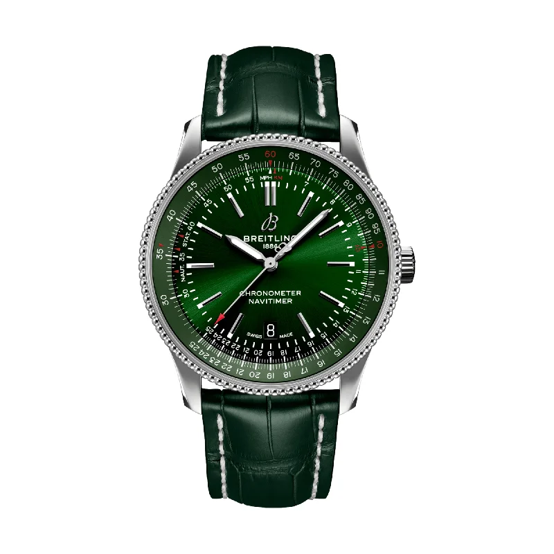 men's field watches for outdoor activities -Navitimer Automatic 41mm Stainless Steel - Green