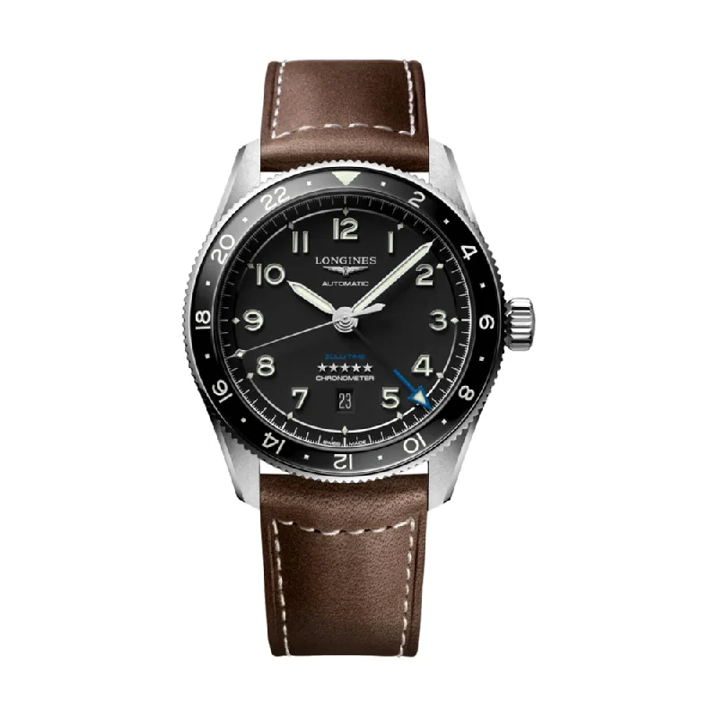 men's chronograph watches with tourbillon design -Spirit Zulu Time 42mm Black Dial/Bezel on Strap men's chronograph watches with tourbillon design -Spirit Zulu Time 42mm Black Dial/Bezel on Strap