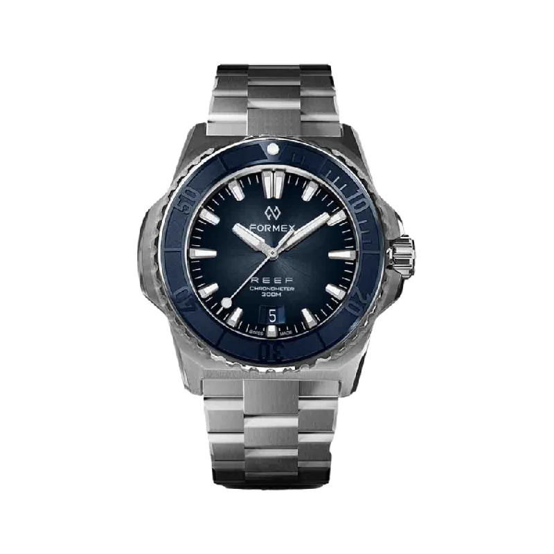 men's GMT watches for sailing -Baby REEF Automatic Chronometer COSC 300M Blue Dial, 39.5 mm