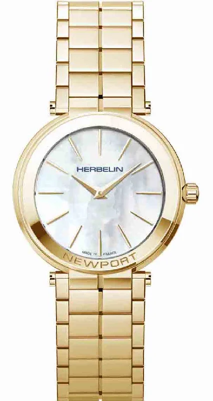 women's mechanical watches with date display -Herbelin Newport Slim Ladies