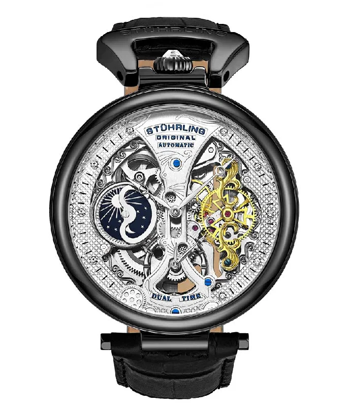 Silver Dial/Black Case/Black Leather Strap