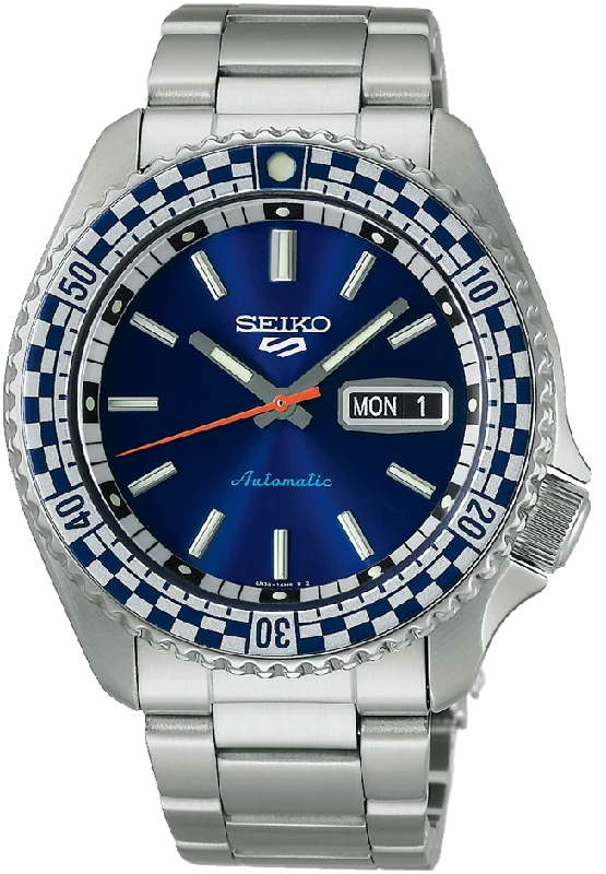 men's Seiko flat watches -Seiko 5 Sports Petrol Blue Checkered Flag Special Edition D men's Seiko flat watches -Seiko 5 Sports Petrol Blue Checkered Flag Special Edition D