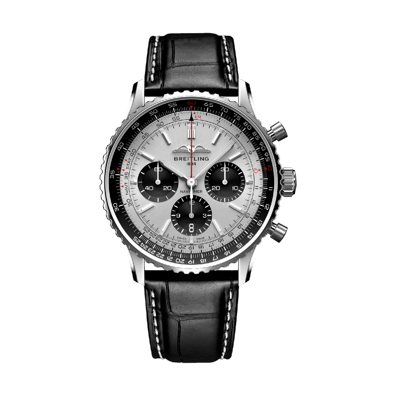 men's digital watches with C3 SuperLuminova display function -Navitimer B01 Chronograph 43mm Stainless Steel - Silver