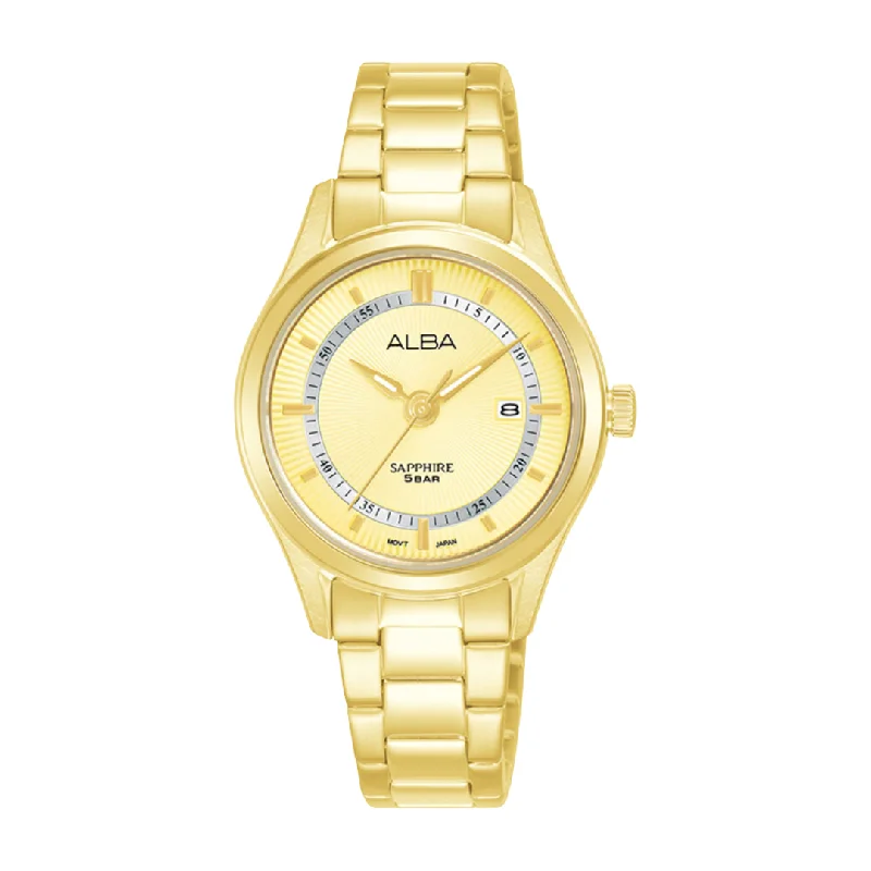women's mechanical watches with manual design -ALBA AH7BQ0X QUARTZ 3 HANDS DATE WOMEN WATCH