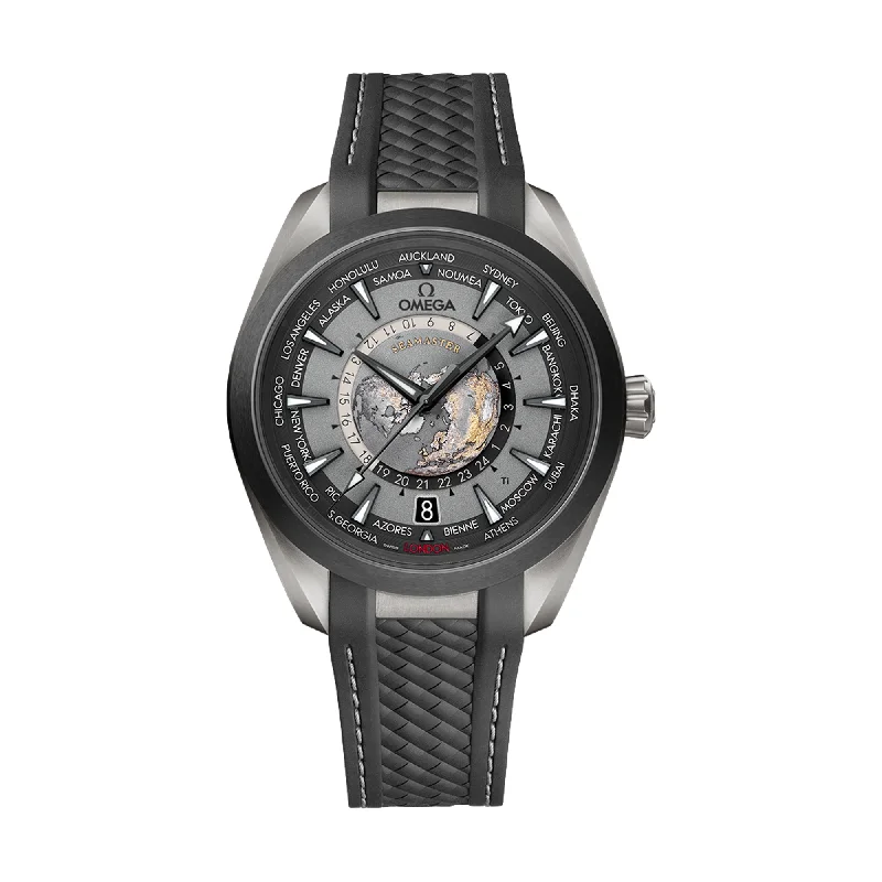 men's pilot watches for formal events -Seamaster Aqua Terra 150M Co-Axial Master Chronometer GMT Worldtimer 43mm - Grey men's pilot watches for formal events -Seamaster Aqua Terra 150M Co-Axial Master Chronometer GMT Worldtimer 43mm - Grey
