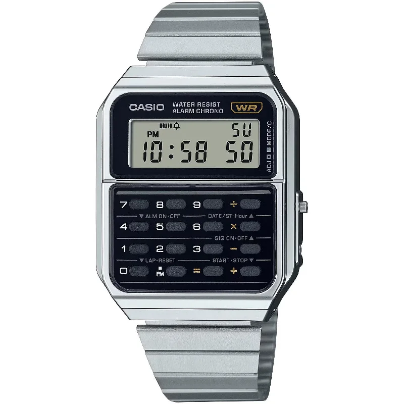 Unisex German Made Style Watches-Casio Vintage Unisex Silver Watch CA-500WE-1AEF