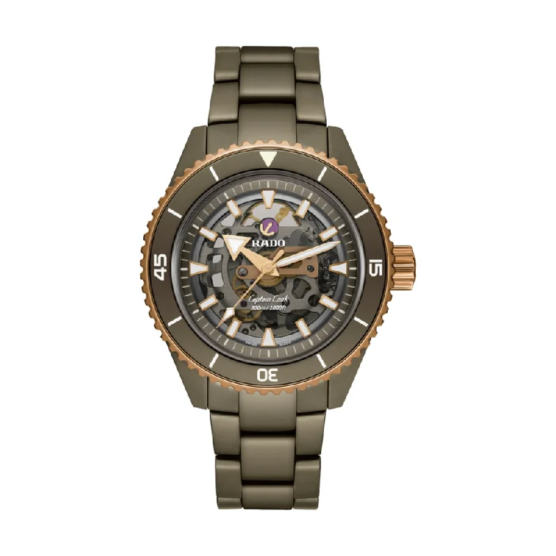 men's dive watches with leather straps -Captain Cook Automatic High Tech Ceramic Brown 43mm