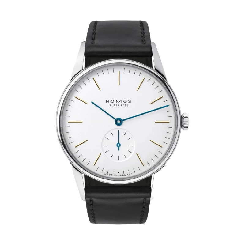 men's black dive watches -Orion 35mm - White Silver-Plated on Leather Strap