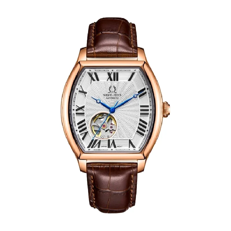 men's mechanical watches with flat design -SOLVIL ET TITUS BARRIQUE W06-03268-002 3 HANDS MECHANICAL MEN WATCH