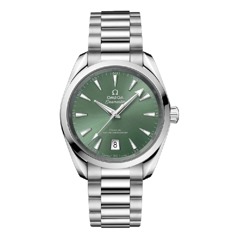 men's digital watches with kinetic display function -Seamaster Aqua Terra Shades 150M Co-Axial Master Chronometer 38mm - Bay Green on Bracelet