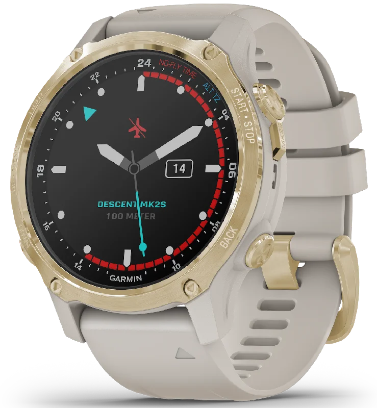 Mens Smart Watch Parts-Garmin Watch Descent MK2S Light Gold