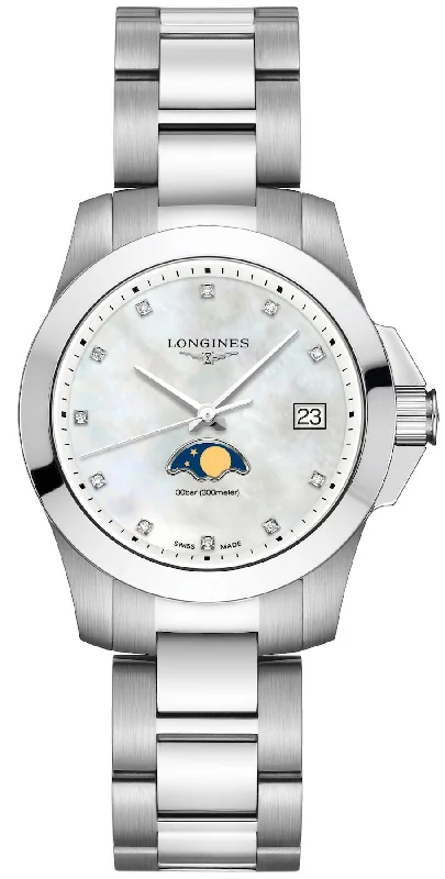 women's Longines with dual time function -Longines Watch Conquest Ladies