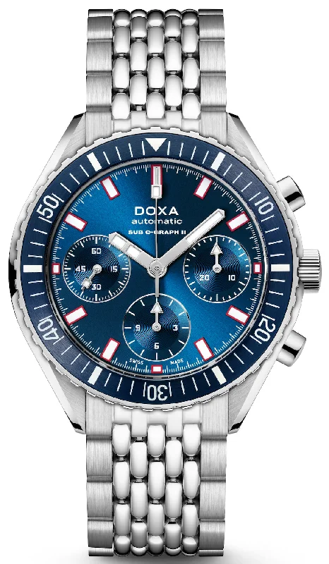 men's mechanical watches with phosphorescent design -Doxa Sub 200 C-Graph II Caribbean Bracelet