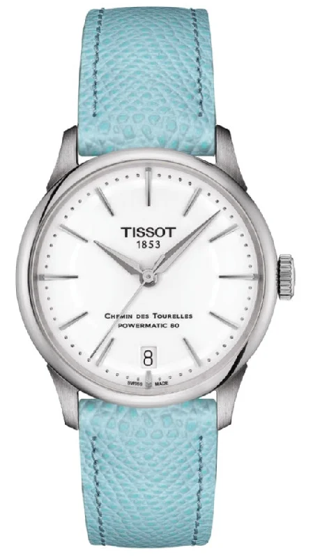 women's Tissot with silicone straps -Tissot Chemin des Tourelles Powermatic 80 34