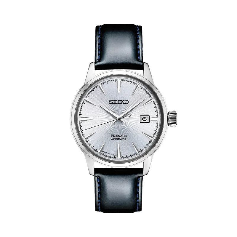 midrange-luxury dresswatches-SRPB43 Presage Cocktail Time 40.5mm - Blue on Leather Strap midrange-luxury dresswatches-SRPB43 Presage Cocktail Time 40.5mm - Blue on Leather Strap