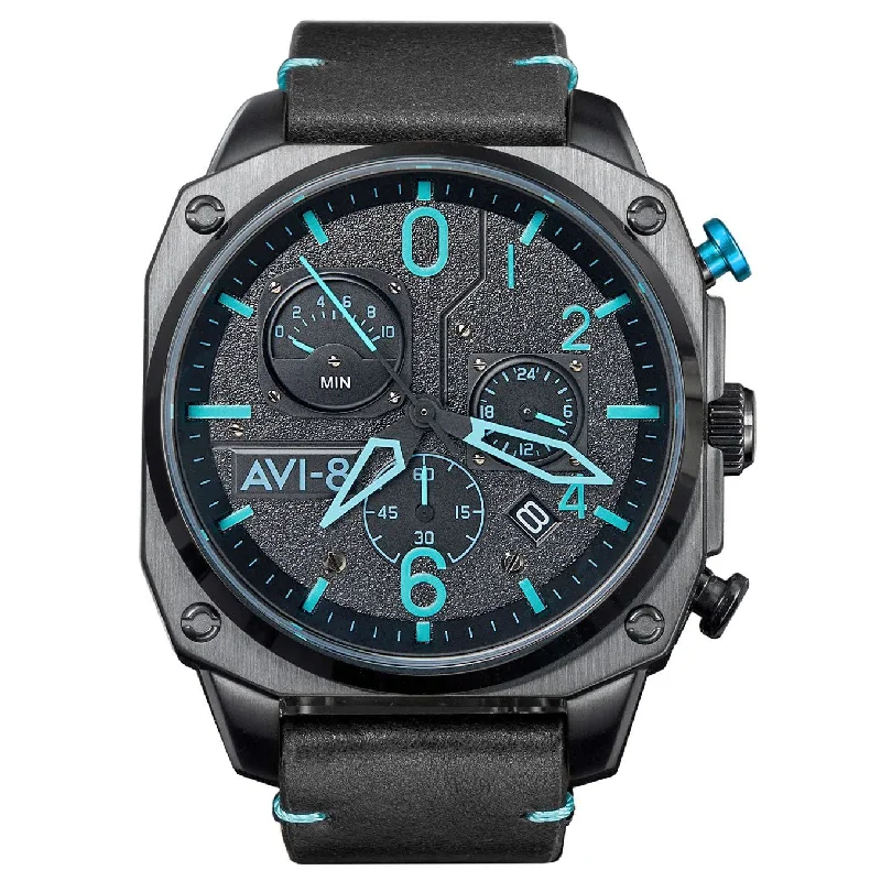 men's pilot watches with spring drive design -AVI-8 Hawker Hunter Retrograde Chronograph Blue Diamond