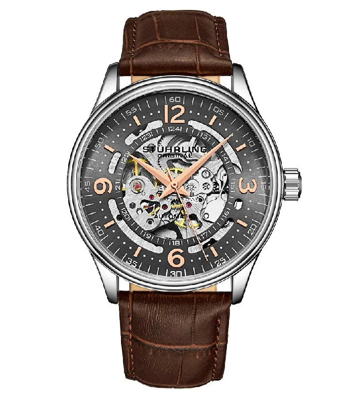 Grey Dial/Silver Case/Brown Leather Strap
