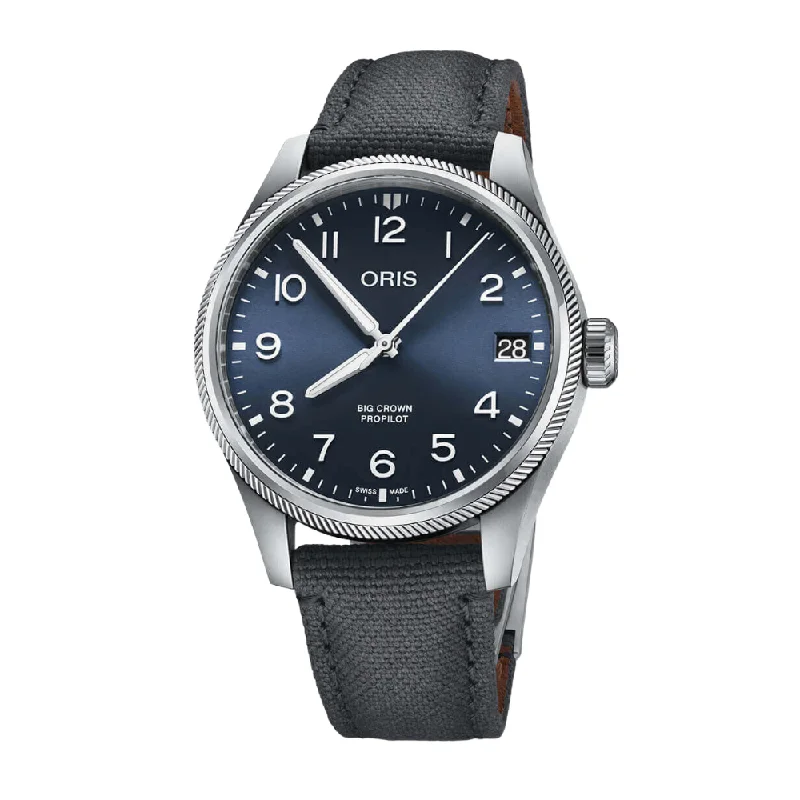 men's mechanical watches with logo engraving design -ORIS BIG CROWN 751 7761 4065-07 3 20 05LC PROPILOT BIG DATE MECHANICAL MEN WATCH
