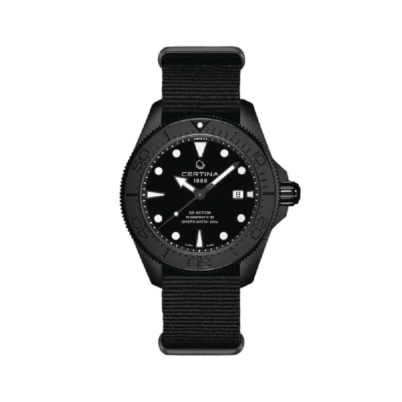 men's digital watches with hand-wound display -DS Action Diver 43mm Powermatic 80 Black PVD men's digital watches with hand-wound display -DS Action Diver 43mm Powermatic 80 Black PVD
