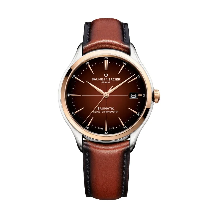 men's dive watches with luminous hands -Clifton 10713 Date Two Tone, Baumatic COSC Certified, 40mm