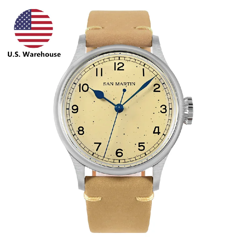 men's pilot watches with quick-release straps -U.S. Warehouse - San Martin Freckles Dial 38.5mm Vintage Pilot Watch men's pilot watches with quick-release straps -U.S. Warehouse - San Martin Freckles Dial 38.5mm Vintage Pilot Watch