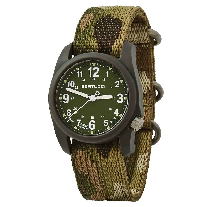 men's field watches with logo engraving design -Bertucci DX3 Camo Dark Olive