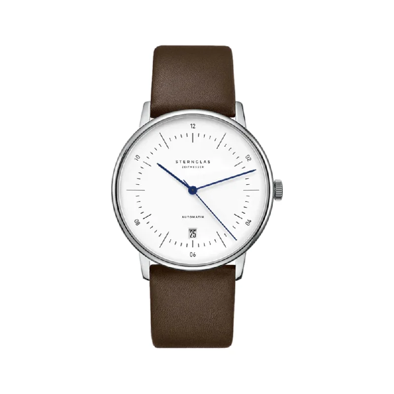 men's luxury dive watches -Naos Automatic White Dial Dark Brown Leather Strap