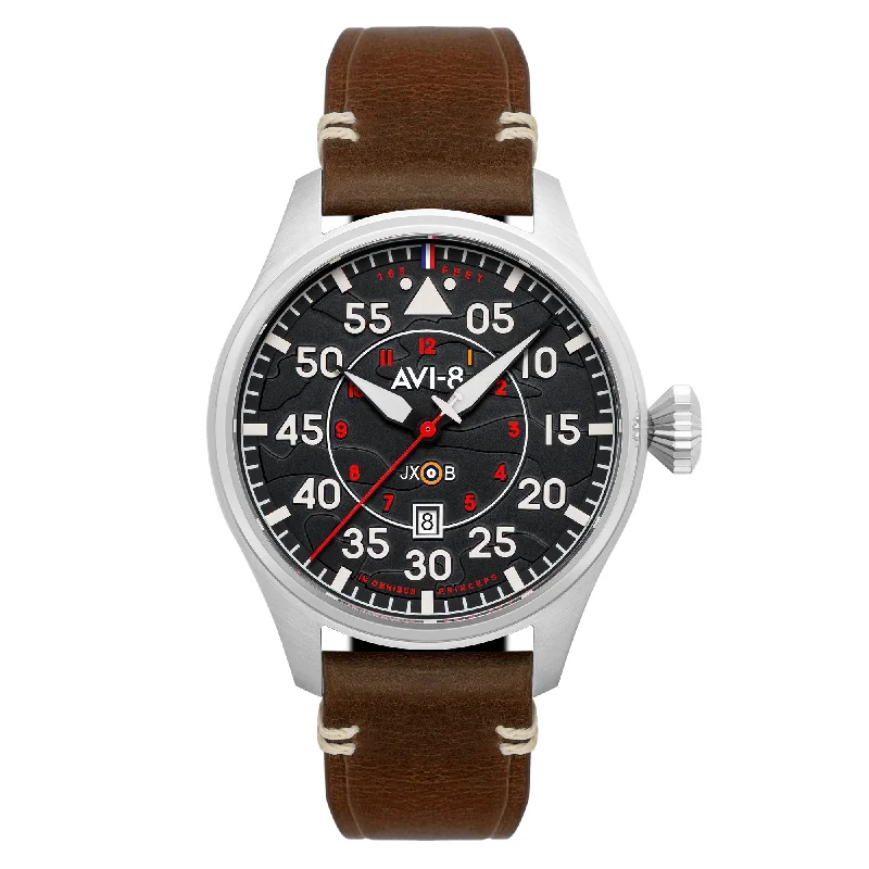 men's pilot watches with stopwatch style design -AVI-8 Hawker Hurricane Clowes Automatic Wittering