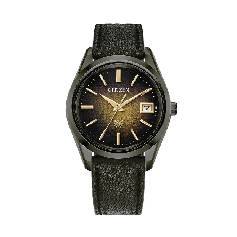 men's pilot watches with convex design -The CITIZEN Eco-Drive Super Titanium 38.3mm - Brown on Leather Strap men's pilot watches with convex design -The CITIZEN Eco-Drive Super Titanium 38.3mm - Brown on Leather Strap