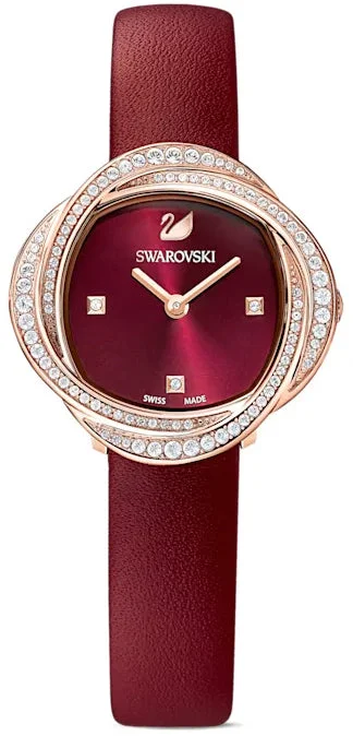 women's mechanical watches with logo engraving design -Swarovski Crystal Flower
