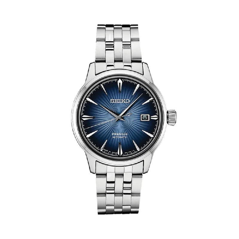 men's pilot watches with world time design -SRPB41 Presage Cocktail Time 40.5mm - Blue on Bracelet