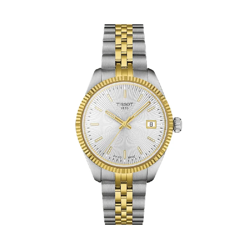 men's field watches with oversized crowns -Ballade Quartz 34mm - Silver on Two-Tone Bracelet